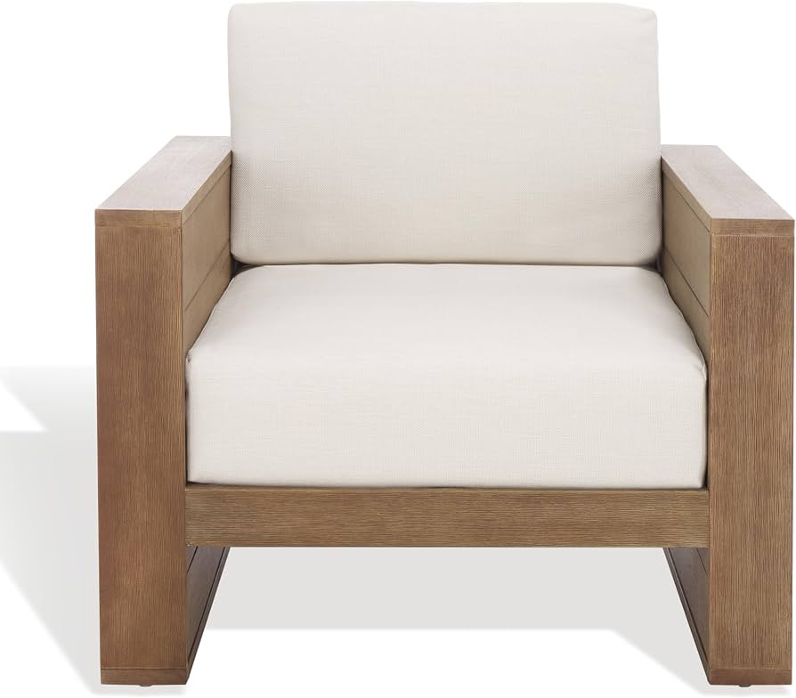 SAFAVIEH Couture Outdoor Santiago Wood Lounge Chair, 16" CPT1050A | Amazon (US)