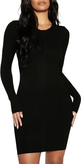 Snatched Vibes Long Sleeve Rib Knit Minidress | Nordstrom