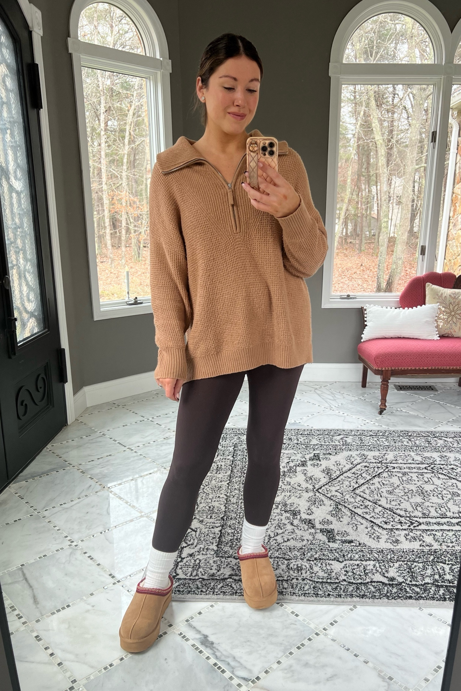Casual mom ootd.

neutral outfit, SAHM outfits, SAHM looks, mom outfits, millennial outfits, over 30 style, casual style, casual look, easy outfits, over 30 mom outfits, casual outfits, everyday style, everyday looks, everyday outfits, simple outfit, affordable style, affordable fashion, affordable outfit, vanilla girl, vanilla girl aesthetic, neutral looks, neutral style, neutral outfit, amazon leggings, brown half zip sweater, cozy sweater, tan sweater, platform slippers 