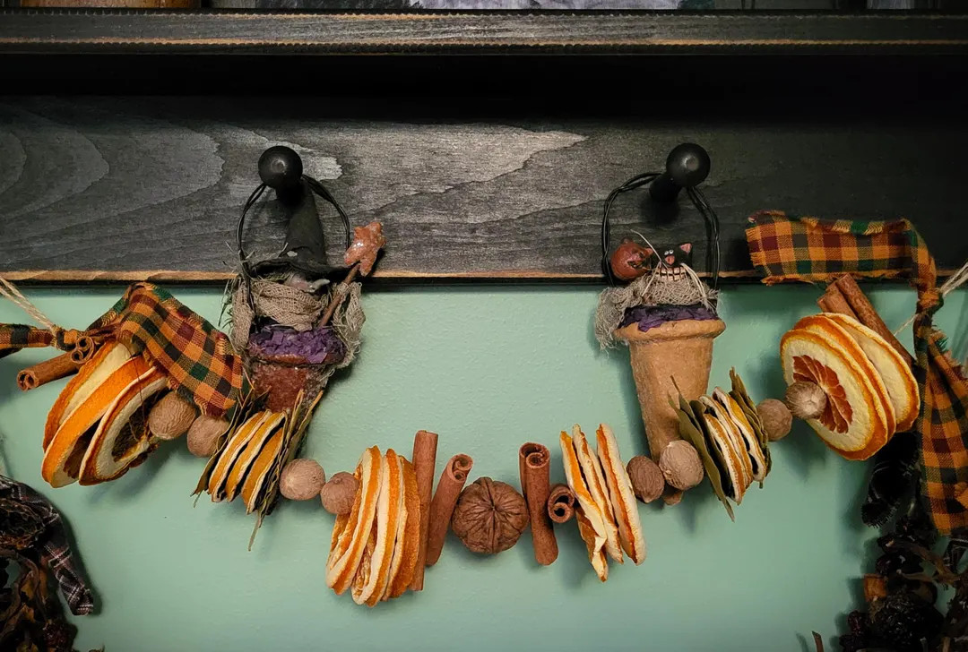 Primitive Farmhouse Garland Dried Orange Lemon Nutmeg Bay Leaf Cinnamon Stick - Etsy | Etsy (US)