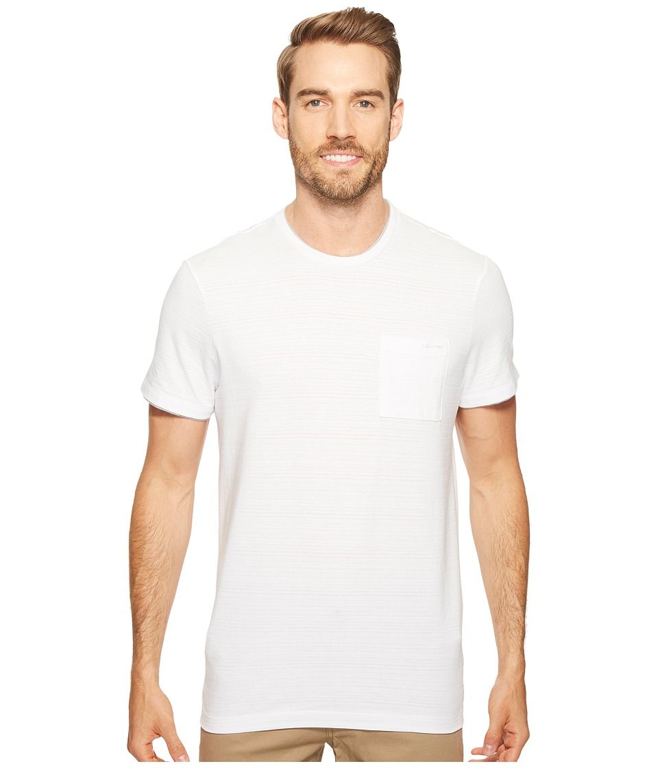 Calvin Klein - Faux Double Layer Crew Neck T-Shirt (White Wash) Men's T Shirt | Zappos