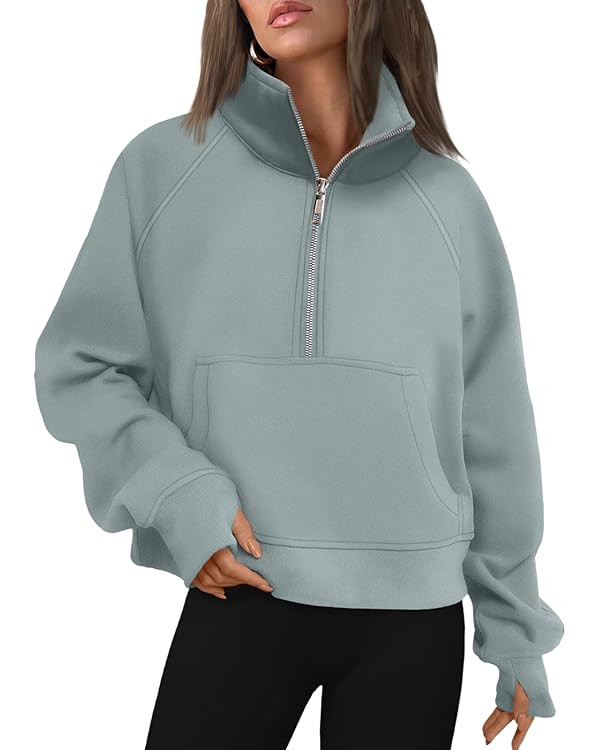 AUTOMET Womens Sweatshirts Half Zip Cropped Pullover Fleece Quarter Zipper Hoodies 2025 Fall Fash... | Amazon (US)