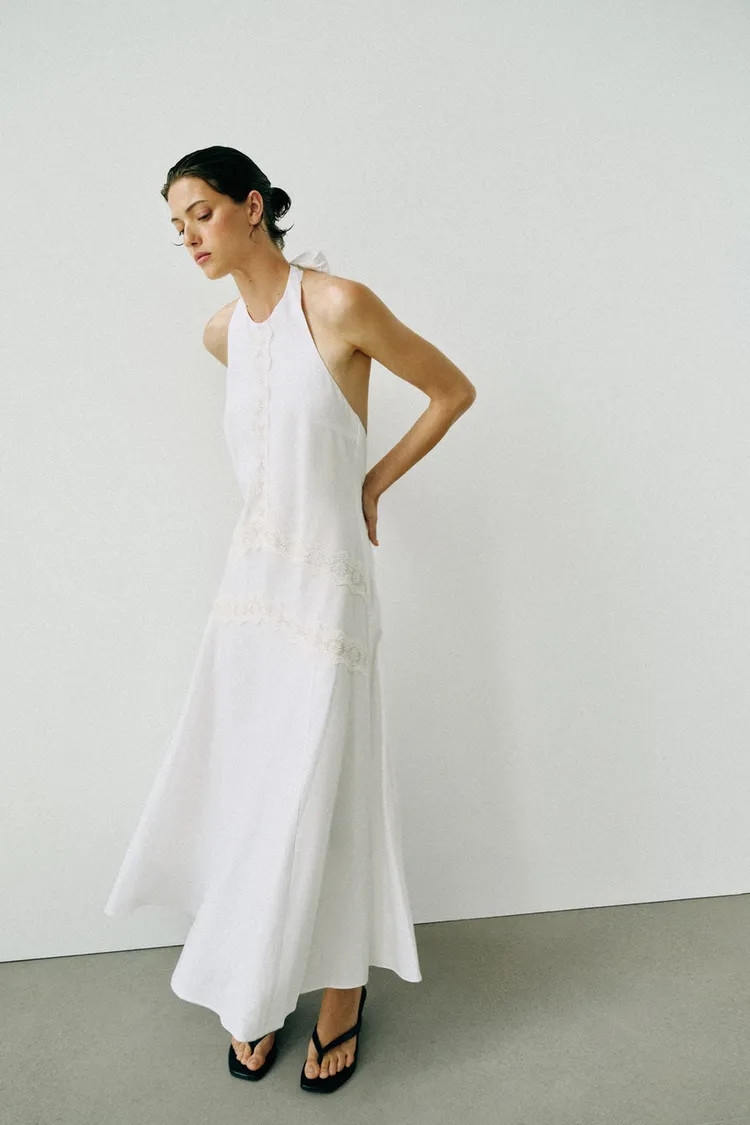 COMBINATION LINEN MIDI DRESS | Zara US