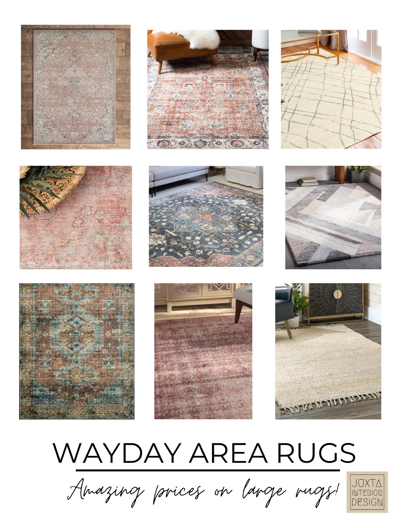 WAYDAY AREA RUGS

Shop Wayfair’s 2 day sale and score large area rugs for great prices!  

Family-friendly Persians, jutes, abstracts, and geometric styles in your room’s colour palette.  Design tip: Go as big as you can to visibly enlarge your room. 

#wayday #arearug #familyfriendly


#LTKhome #LTKfamily #LTKkids