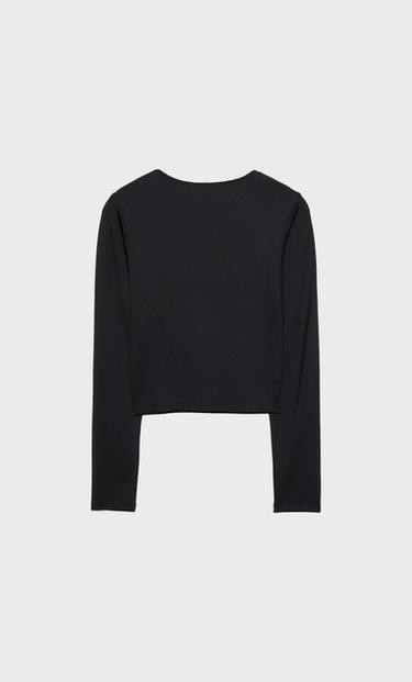 T-shirt en polyamide à manches longues - T-shirts femme | Stradivarius France | Stradivarius (FR)