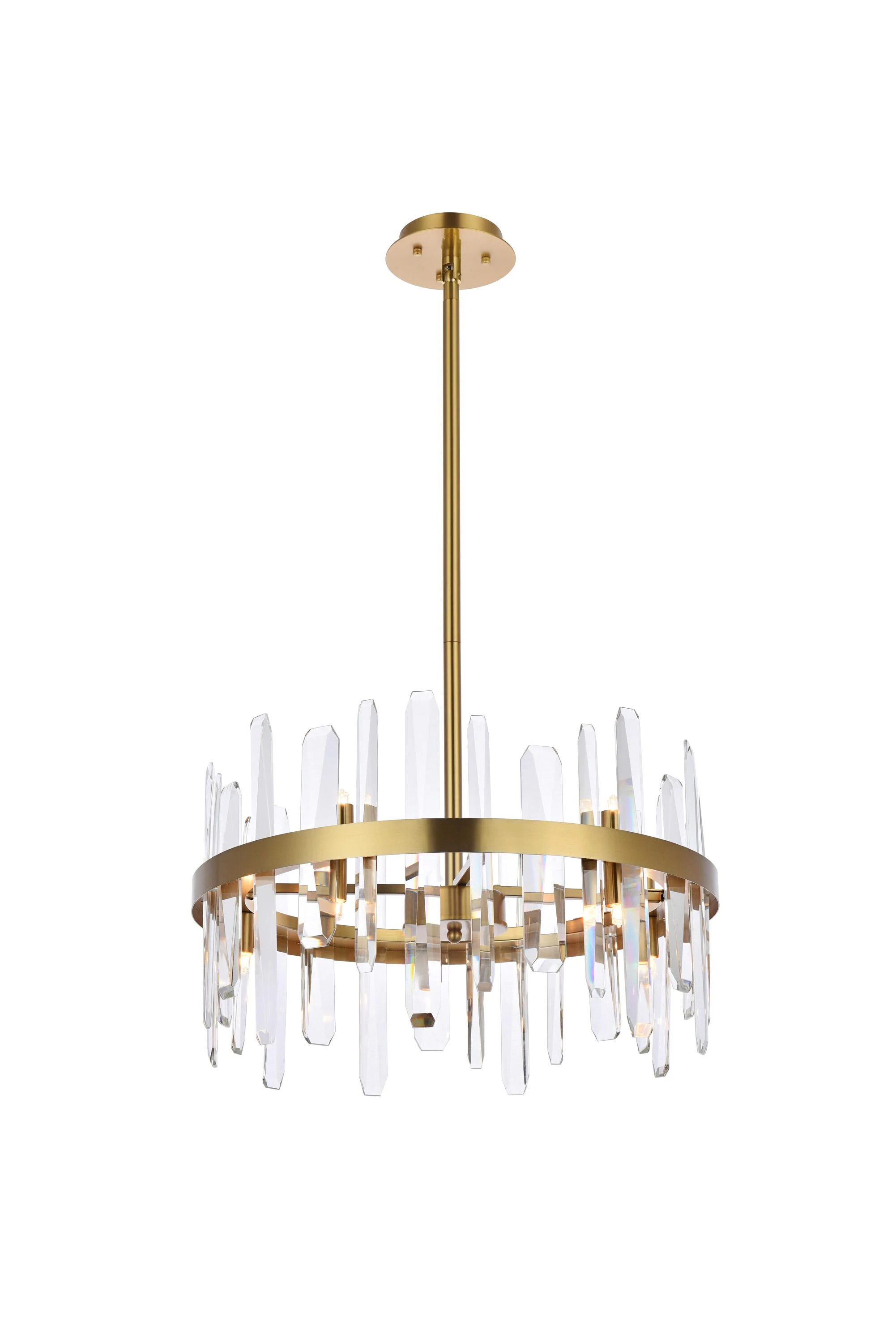Elegant Decor Home Furnishing 10 -Light Satin Gold Modern/contemporary Crystal Drum Medium Hanging Pendant Light | HF6600D20SG | Lowe's