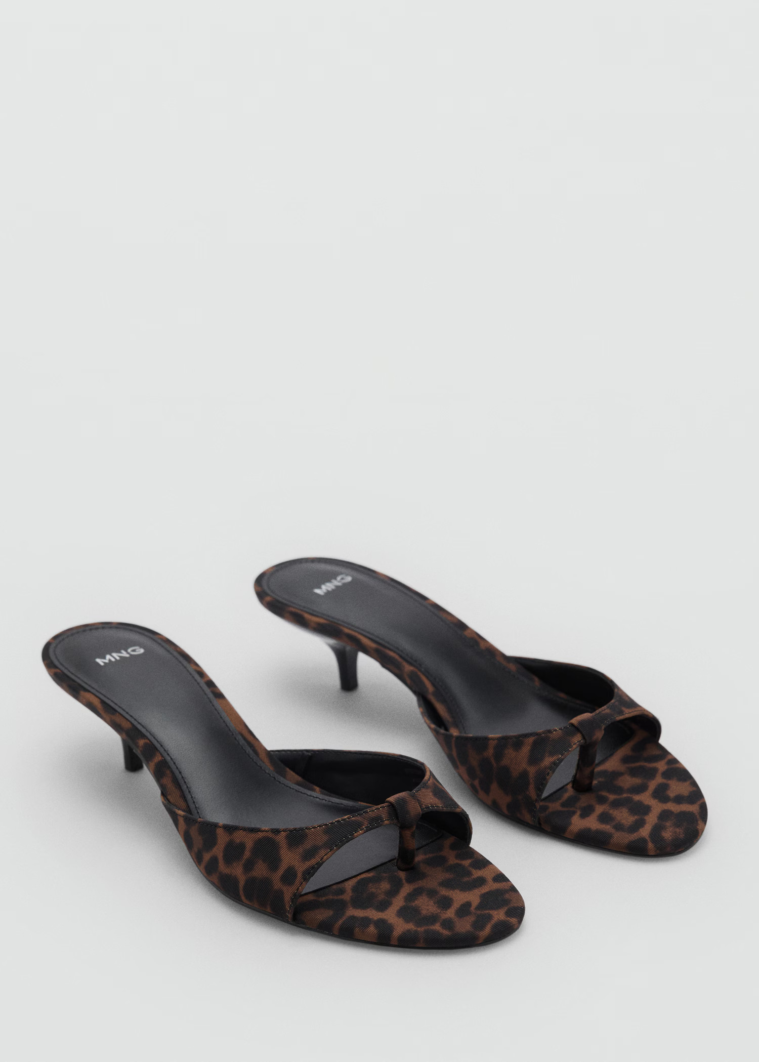 Leopard-print kitten-heel sandals - Women | MANGO United Kingdom | MANGO (UK)