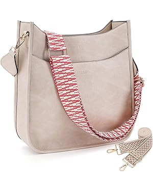 HKCLUF Crossbody Bag for Women Vegan Leather Hobo Handbags Guitar Strap Purse Shoulder Bucket Bag... | Amazon (US)