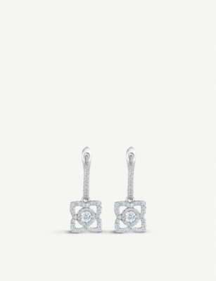 DE BEERS Enchanted Lotus 18ct white-gold and diamond earrings | Selfridges