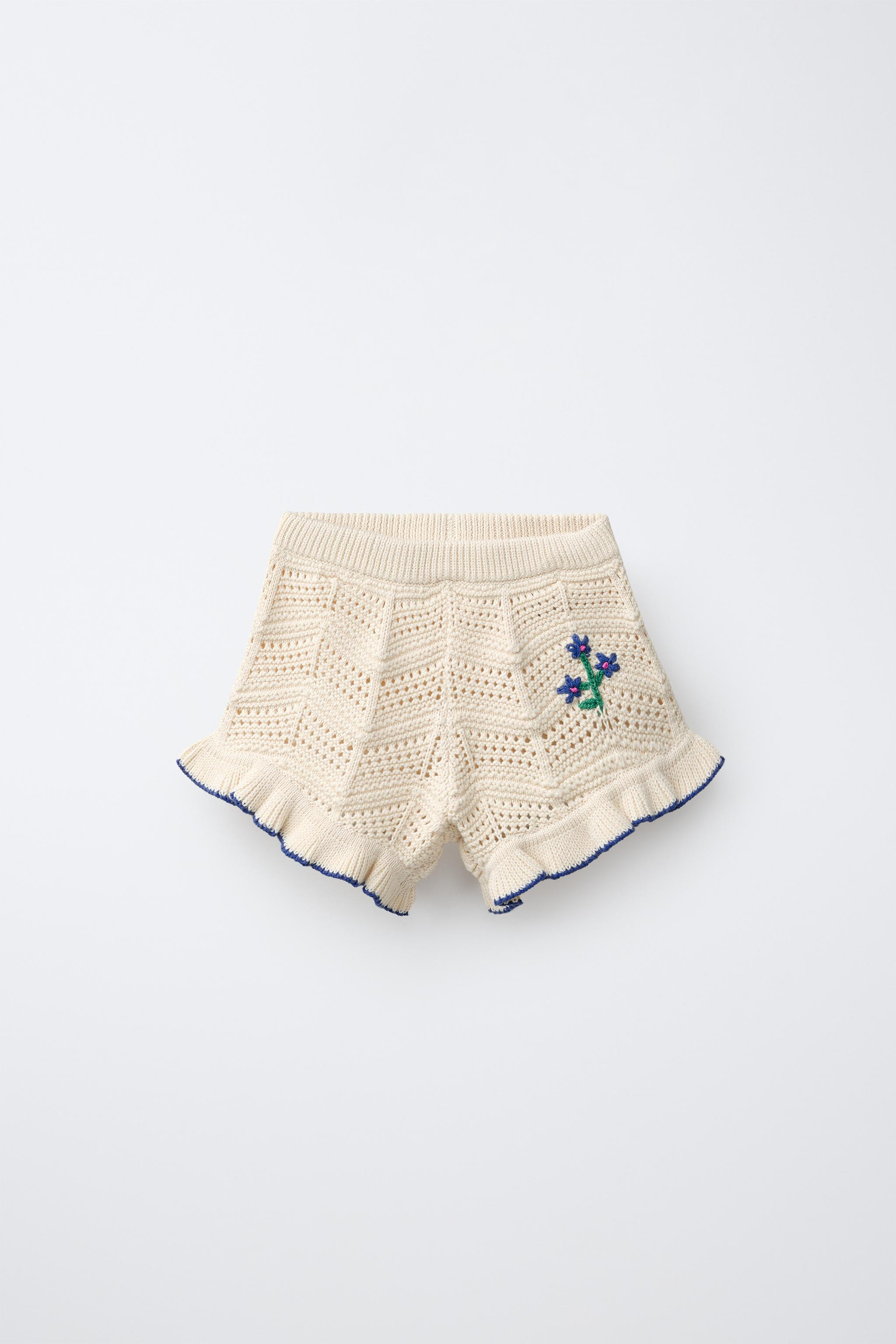 EMBROIDERED FLORAL KNIT SHORTS | Zara US