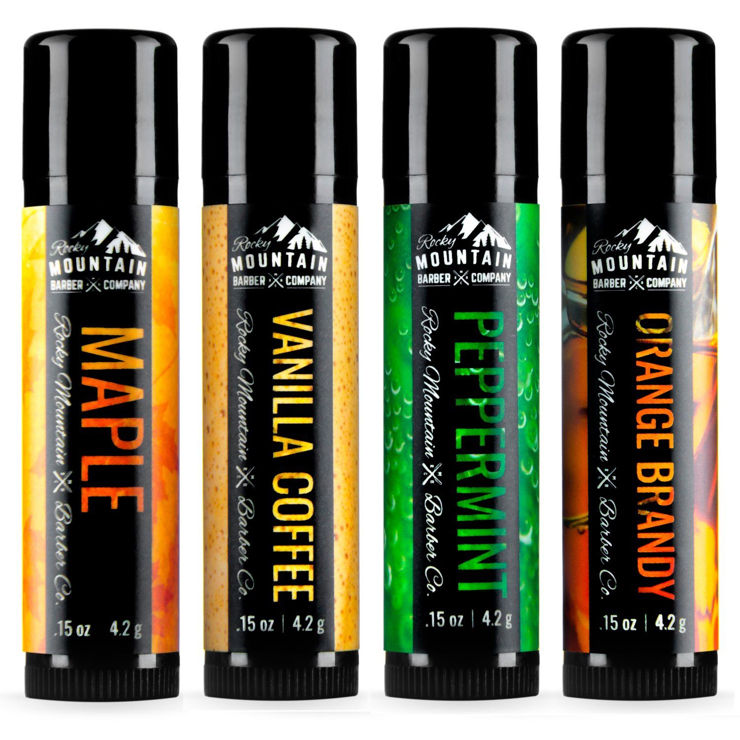 Lip Balm Set - 4 Scents - Maple, Vanilla, Peppermint, & Orange Brandy - No Shine Matte Finish - N... | Amazon (US)