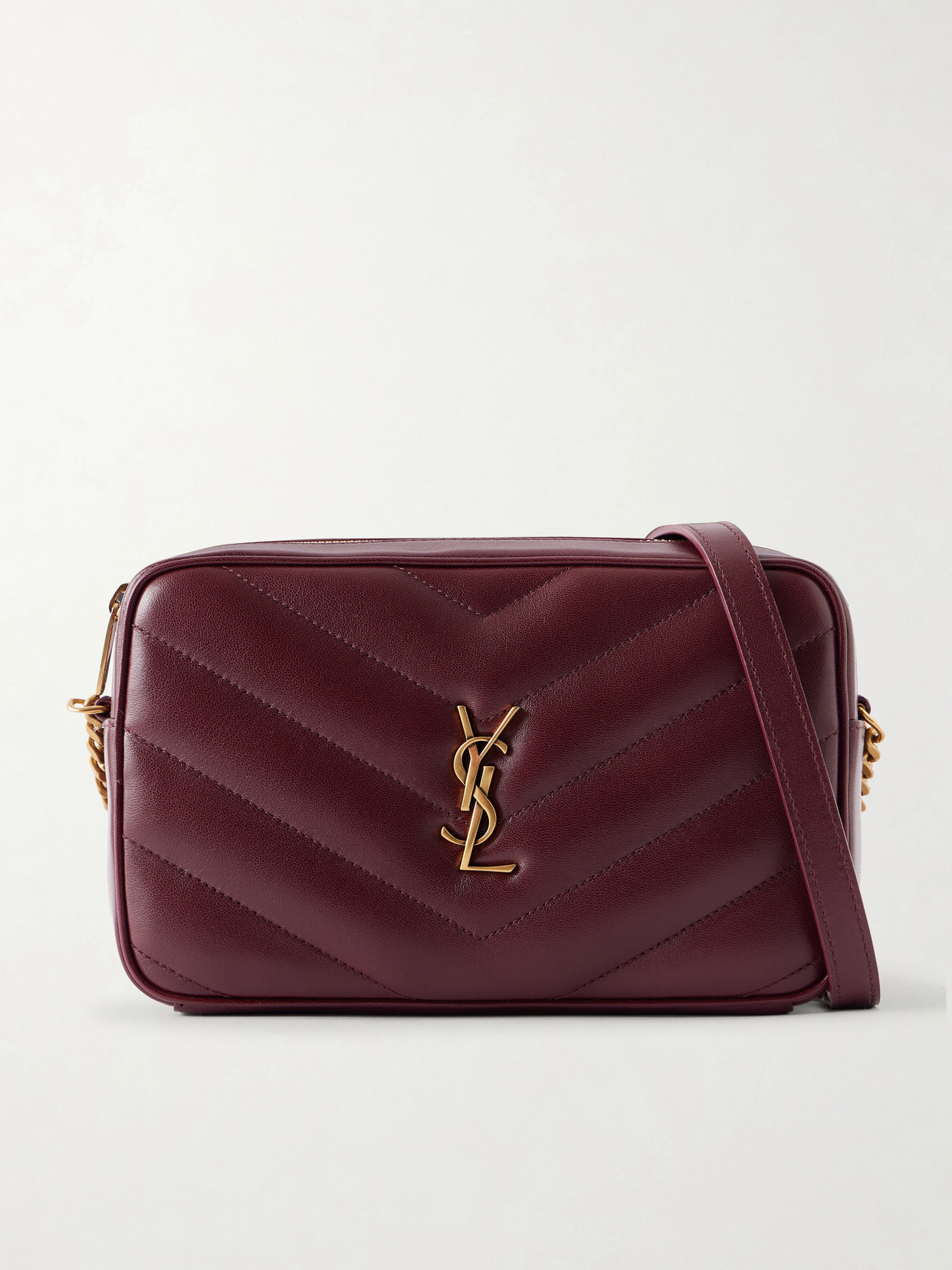 SAINT LAURENT - Loulou Quilted Textured-leather Shoulder Bag - Burgundy | NET-A-PORTER (US)