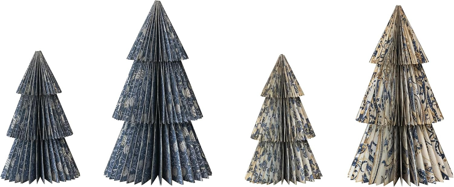 Creative Co-Op 2-Piece Handmade Printed Paper Folding Honeycomb Trees with Pattern, Multicolor | Amazon (US)