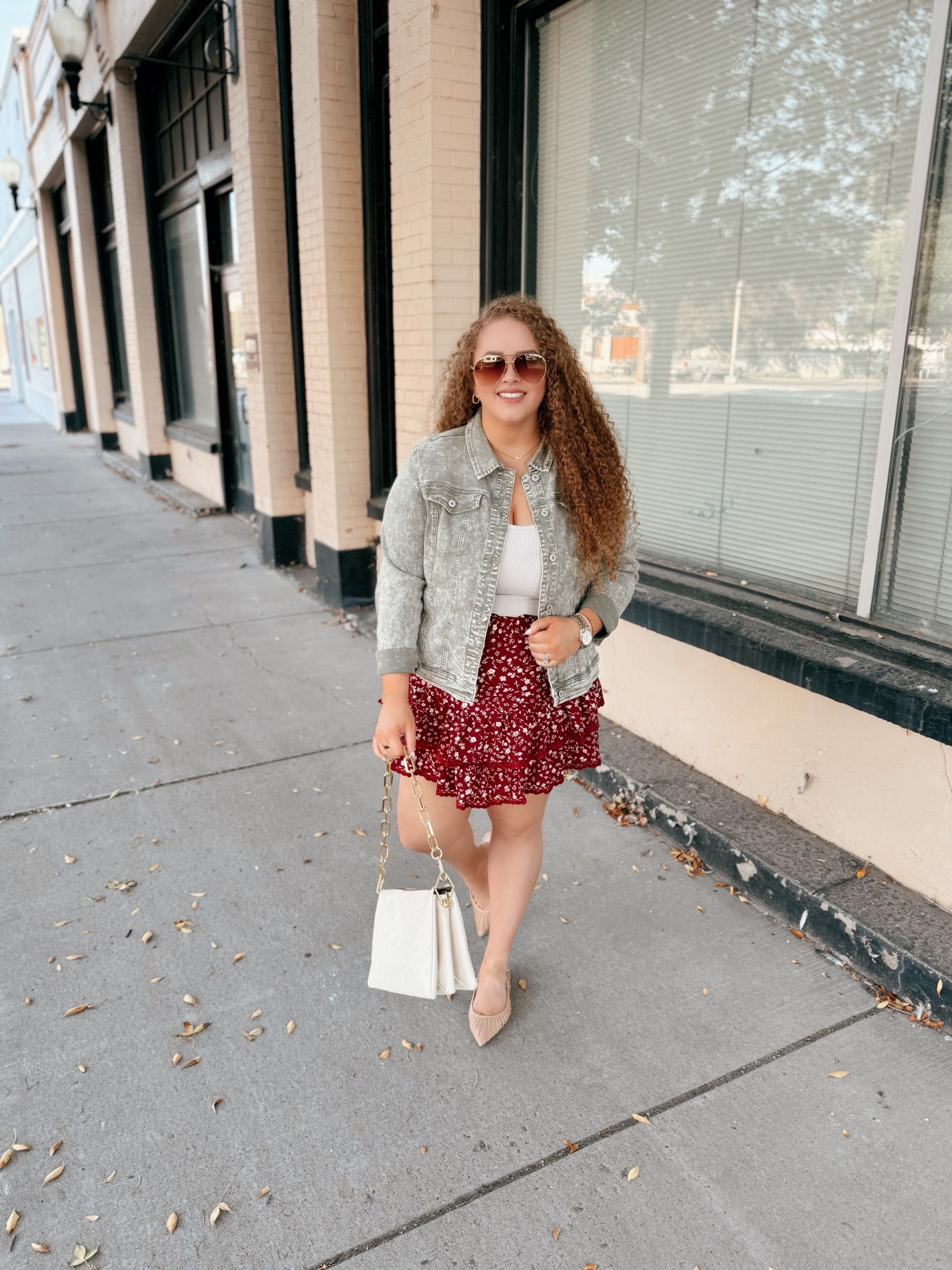 nothing says fall like florals with a cozy twist 🍁 this red skort is giving all the autumn vibes and makes the perfect statement piece for a seasonal look 🤎 green denim jacket | Amazon green denim jacket | green denim jacket | Amazon tank top | Amazon cream tank top | tank top | cream tank top | floral skort | Amazon floral skort | fall skort | floral skirt | Amazon floral skirt | mules | Amazon sling back mules | sling back mules | fall outfit | Amazon fall outfit | Amazon fall look | Amazon finds | Amazon fashion | Amazon look | Amazon outfit | Amazon must haves | fall | fall fashion | fall look | fall outfit | Amazon fall outfit | fall transition outfit | fall transition look 

#LTKMidsize #LTKStyleTip #LTKSaleAlert