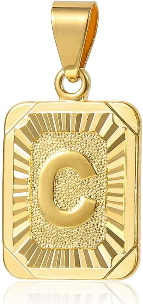 Trendsmax Rectangle Initial Letter Pendant Charm for Mens Womens Gold Plated Capital Letter Penda... | Amazon (US)