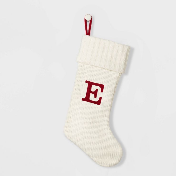 Knit Monogram Christmas Stocking White E - Wondershop&#8482; | Target