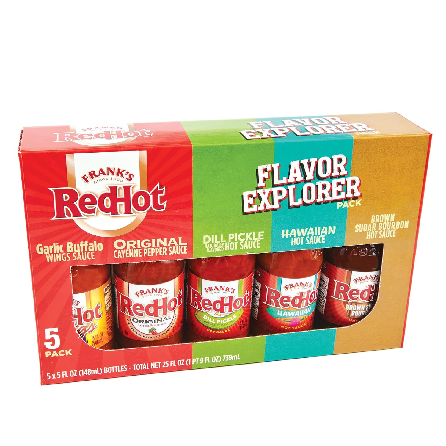 Frank's RedHot Hot Sauce, Flavor Explorer Variety Pack, Garlic Buffalo, Original, Dill Pickle, Ha... | Amazon (US)