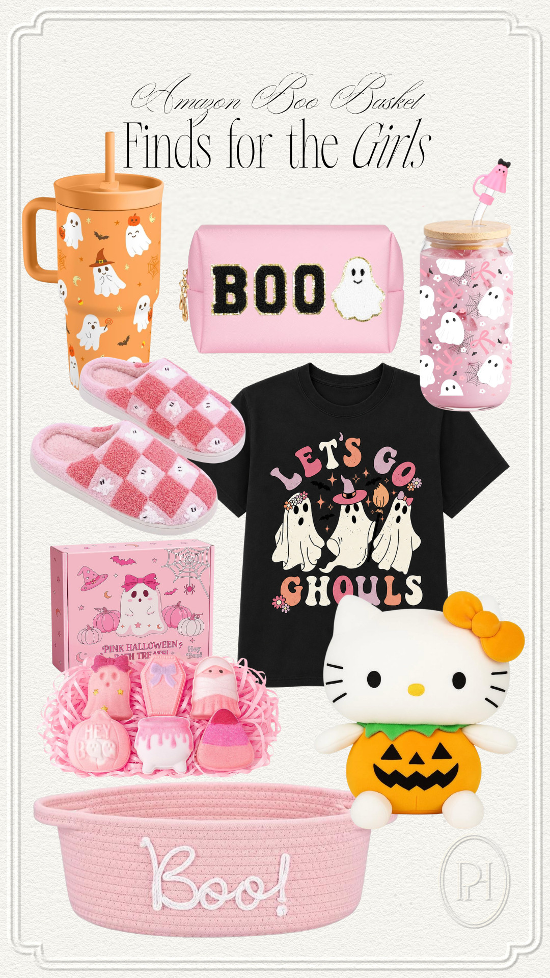 The cutest Amazon finds for the girl's boo basket!

boo basket finds, ghost tumbler, kids tumbler, glass tumbler, Halloween tumbler, ghost makeup bag, pink toiletry bag, Halloween t-shirt, girls shirt, pink slippers, ghost slippers, kids slippers, pink basket, Halloween bath bombs, ghost bath bombs, Halloween stuffed animal, Halloween gifts 

 #LTKmomlife #LTKSeasonal #LTKKids