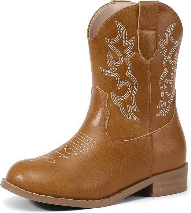 PANDANINJIA Girls Toddler Cowgirl Boots Riding Round Toe Western Blue Calf High 12 Months | Amazon (US)