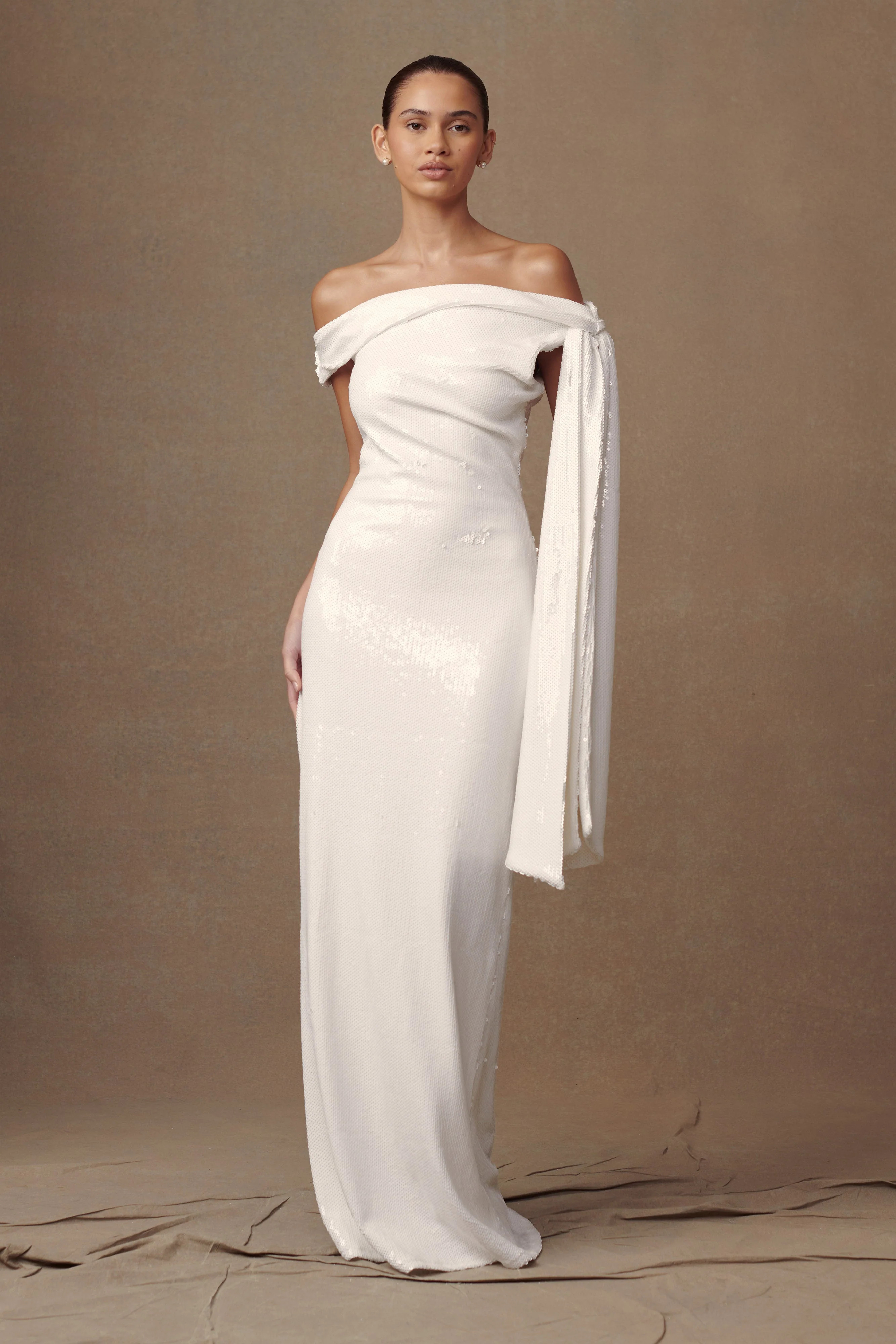 Catarina Sequin Maxi Dress - White | MESHKI US