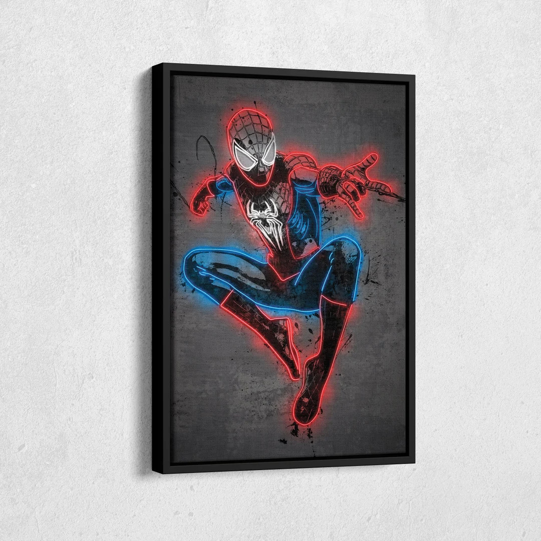 Spider-man Poster Neon Marvel Comics Canvas Wall Art Home Decor Framed Poster Man Cave Gift - Ets... | Etsy (US)