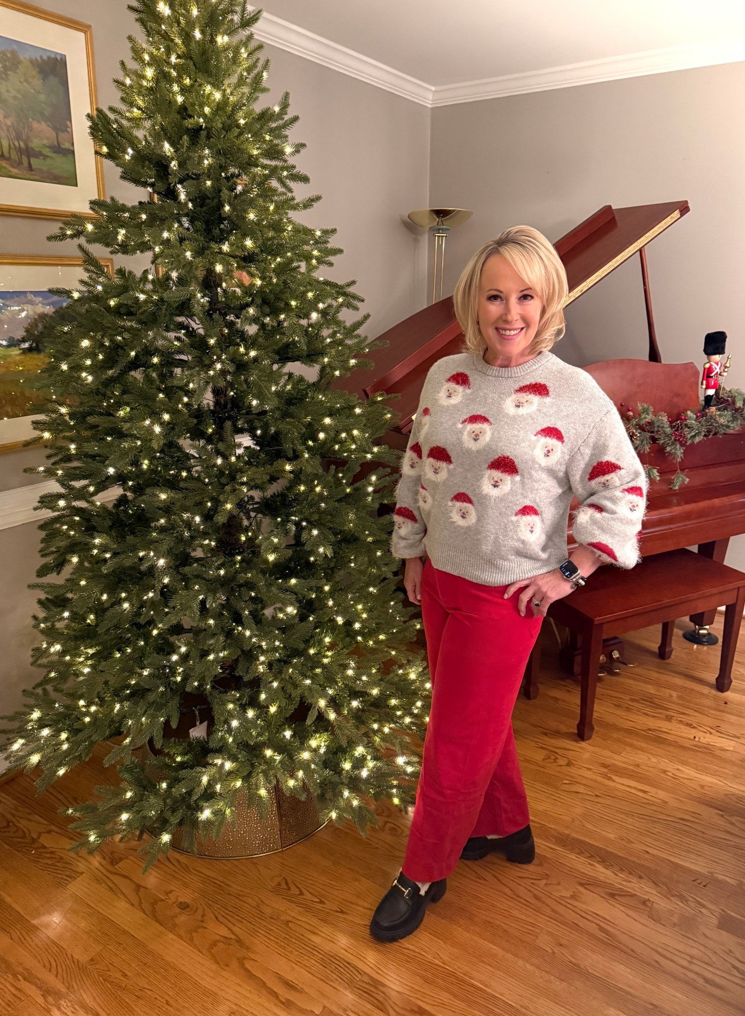 Feeling extra festive in this head-to-toe Amazon look! I’m loving this adorable Santa sweater that I paired with these red corduroys for a pop of color and the coziest fur-lined loafers. This outfit puts you in the holiday spirit and is available at such a great price point, making it the perfect look to snag this season. Shop my look! 🎅🏻❤️

#LTKHoliday #LTKSeasonal #LTKFindsUnder50