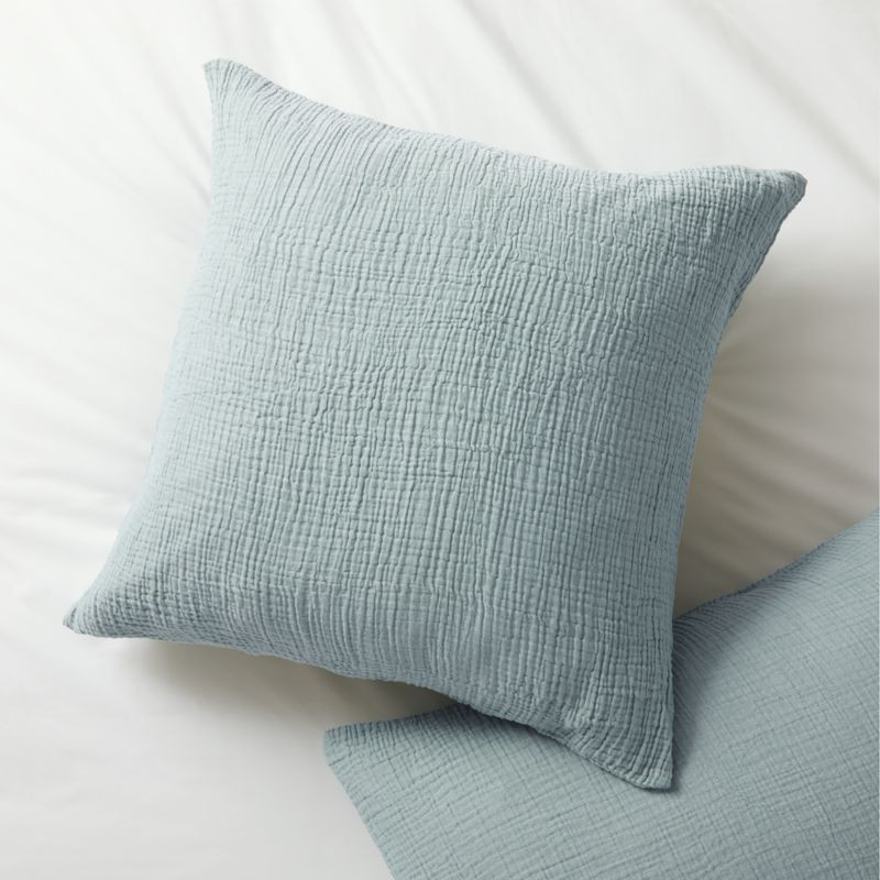 Parachute Cloud Cotton Ocean+Grey Euro Sham + Reviews | Crate and Barrel | Crate & Barrel