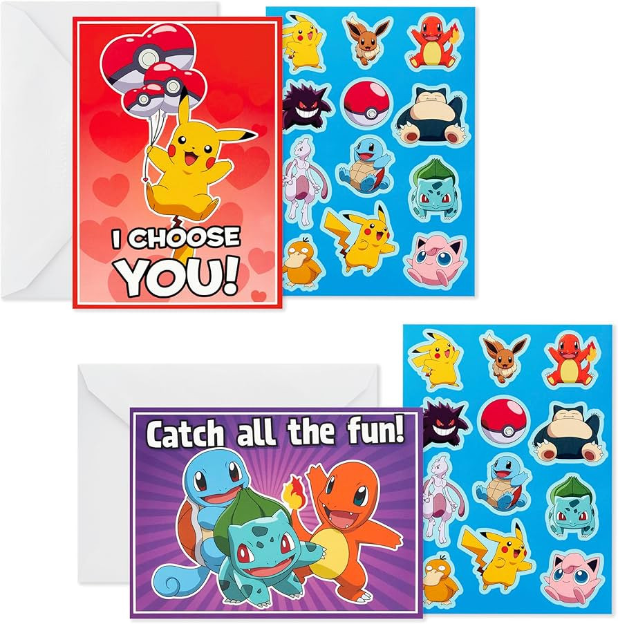 Hallmark Pokémon Valentine's Day Cards With Stickers, Fun Assorted (Pack of 24 Cards with Envelo... | Amazon (US)