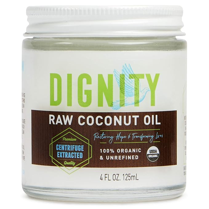 Dignity Coconuts Raw Coconut Oil - 100% Organic Unrefined Coconut Oil - 4 fl oz Glass Jar - Centr... | Amazon (US)