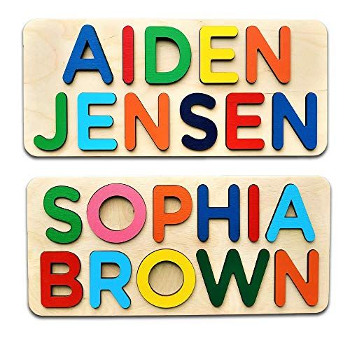 Personalized Two Name Puzzle With Engrave Message Gift for Baby Boy and Baby Girl Handmade | Amazon (US)