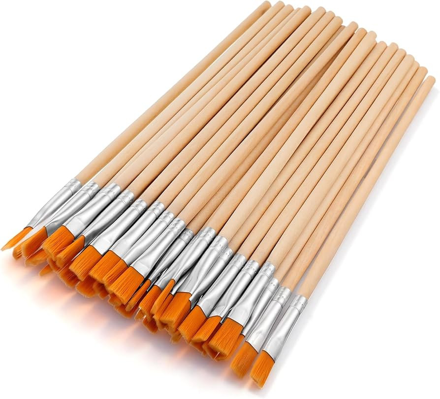 40 Pcs 9mm Wide Flat Paint Brushes Wooden Handle Thin Paint Brush Small Paints Brushes for Crafts... | Amazon (US)