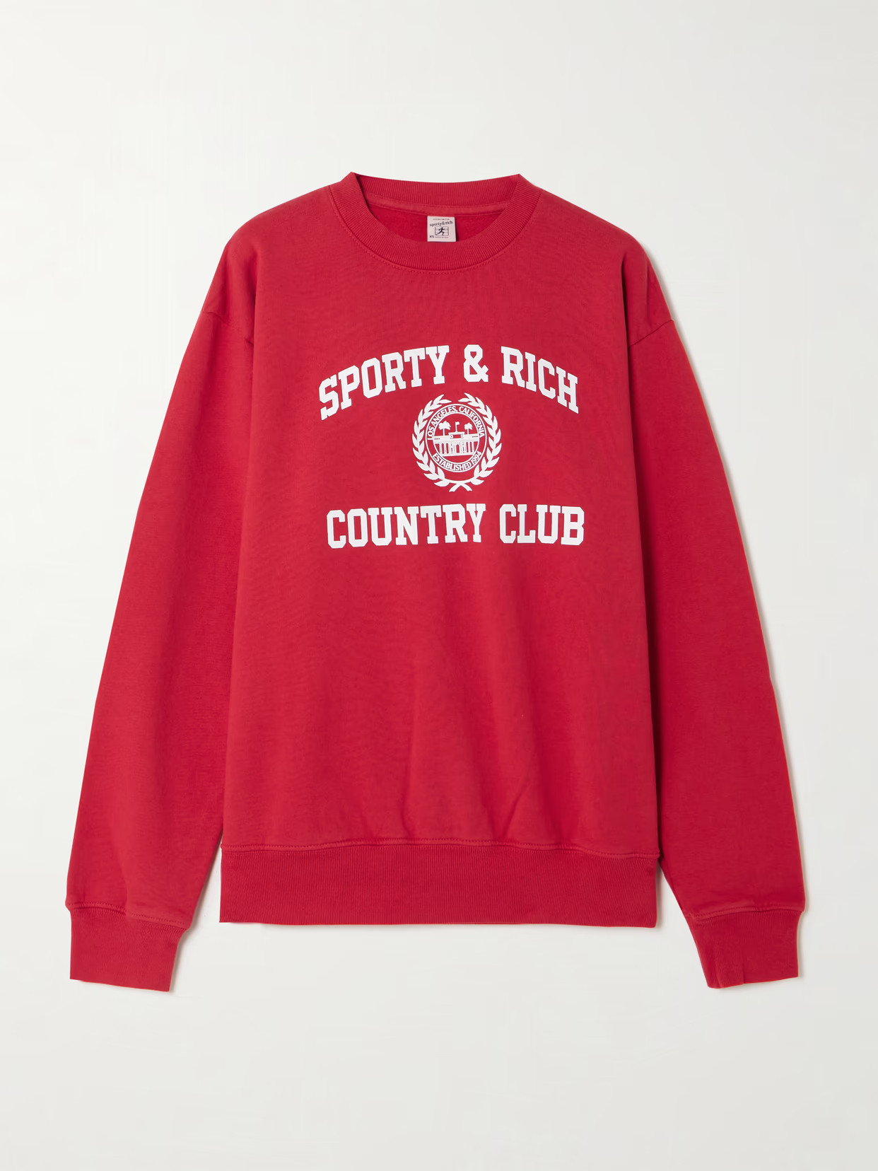 Sporty & Rich - Varsity Crest Printed Cotton-jersey Sweatshirt - Red | NET-A-PORTER (US)