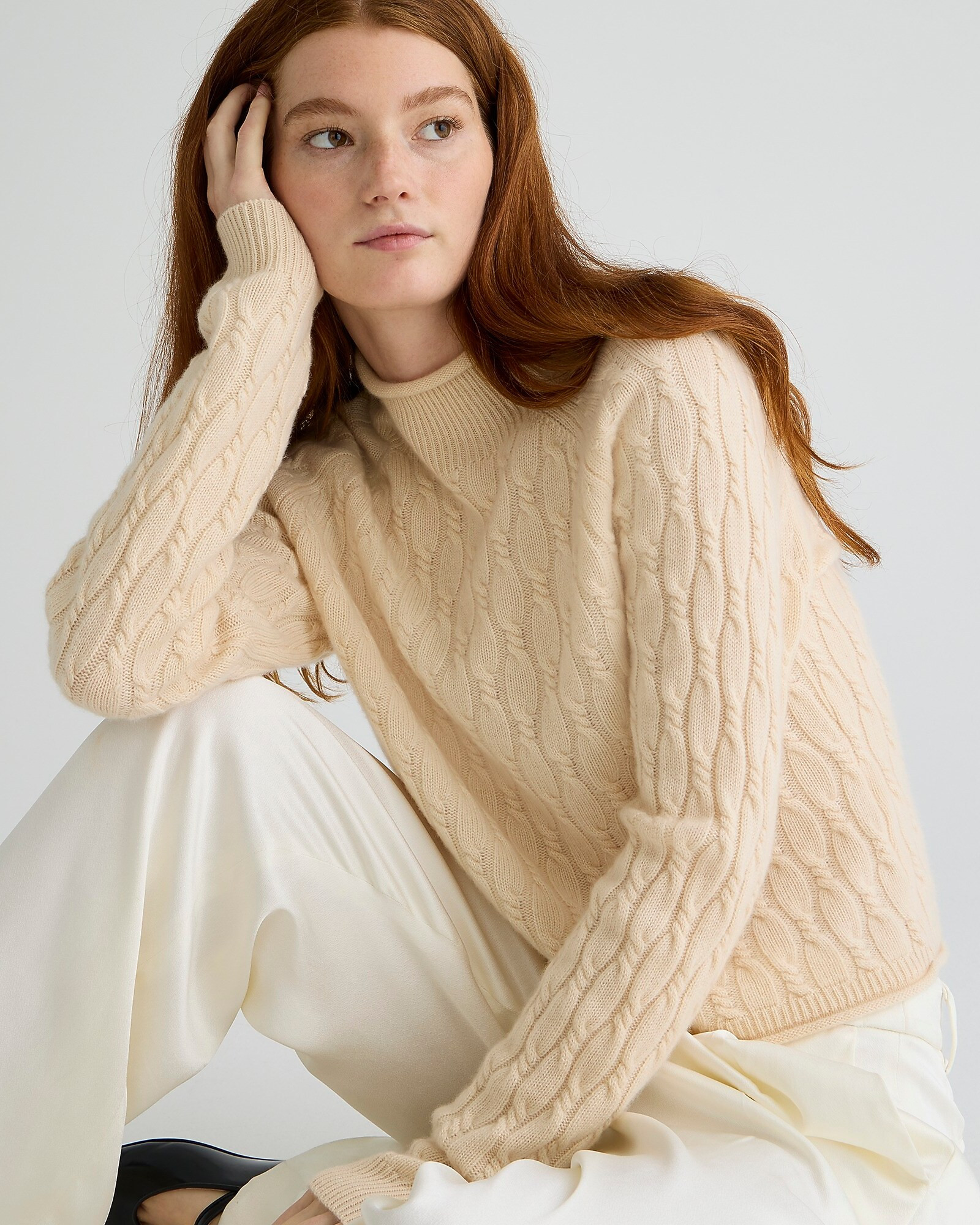 Cashmere shrunken cable-knit Rollneck™ sweater | J. Crew US