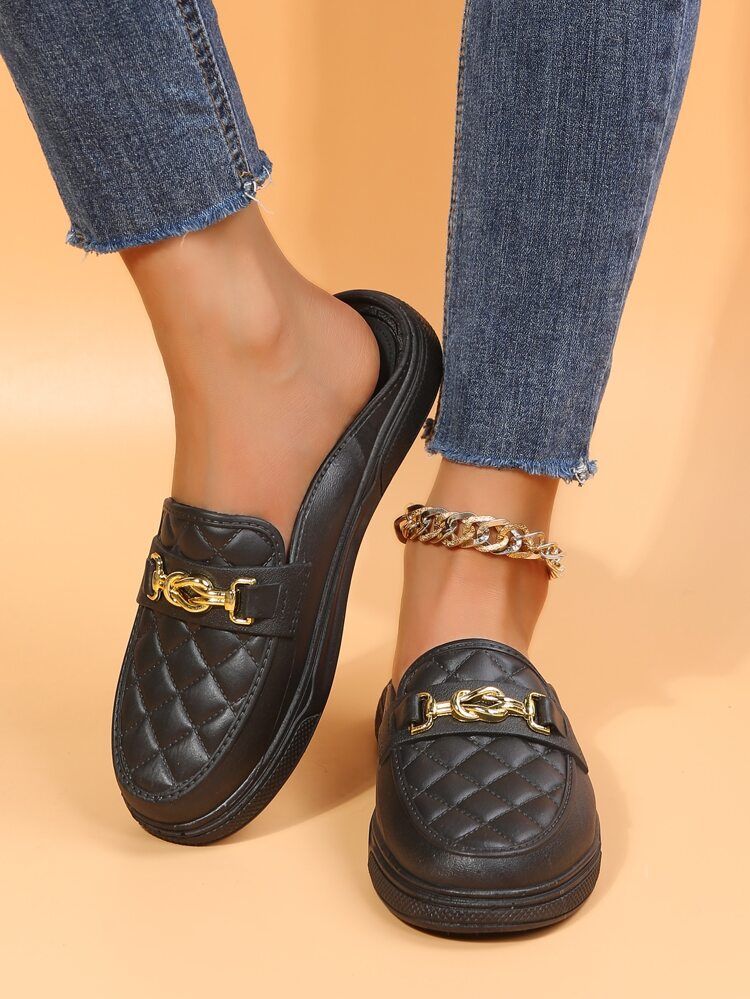 Metal Decor Quilted Pattern Mules | SHEIN