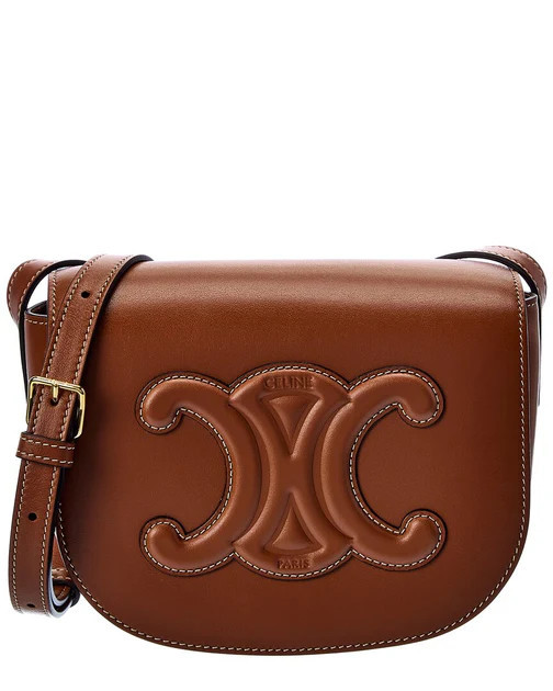 CELINE Folco Cuir Triomphe Leather Shoulder Bag | Shop Simon
