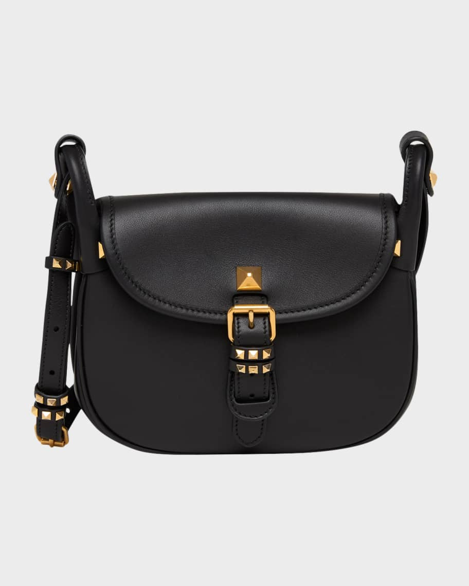 Valentino Garavani Small Rockstud Leather Saddle Crossbody Bag | Neiman Marcus