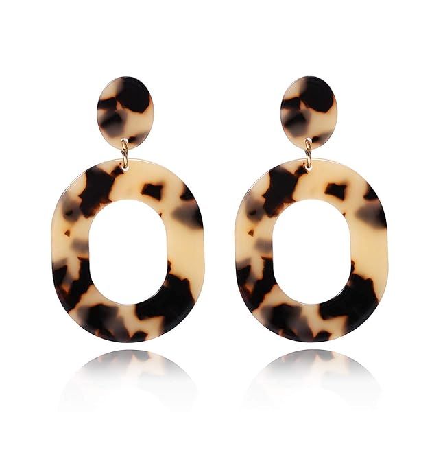 YAHPERN Acrylic Earrings for Women Girls Statement Geometric Earrings Resin Acetate Drop Dangle E... | Amazon (US)