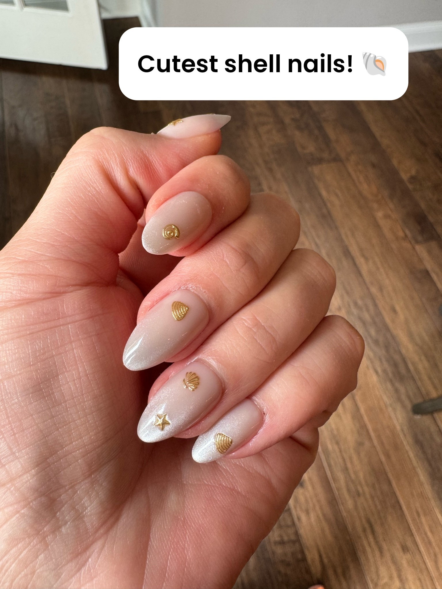 If summer had a manicure, this would be it. 🤍✨ Glazed nails with the prettiest gold shell accents are the perfect mix of beachy and chic. I’m officially obsessed with this set!

Glazed nails, summer nails, gold shell nails, shell nail art, beach nails, coastal nails, vacation nails, mermaid nails, chrome glazed nails, neutral nails, almond nails, short almond nails, elegant summer manicure, trendy nail inspiration, summer nail ideas, nail inspo 2026, beach vacation nails, coastal aesthetic, minimalist nail design, gold accent nails

#LTKselfcare #LTKBeauty #LTKOver40