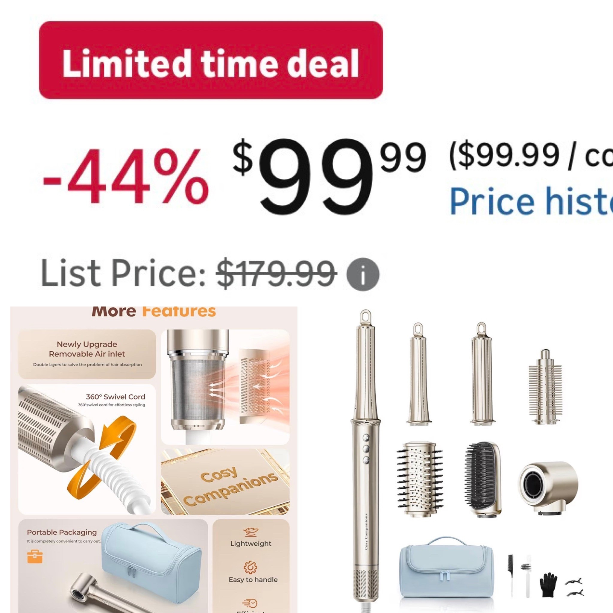 4.3 out of 5 stars

Cosy Companions 6 in-1 Hair Dryer Brush, 150,000 RPM High-Speed Negative Ionic, Blow Dryer Brush for Fast Drying, Hot Air Brush for Curling/Volumizing/Straightening with Travel Bag, Gold

On sale
For her
Gift guide
Style tip 
Mom life
Morning routine 
Self care 
Beauty

#LTKBeauty #LTKSaleAlert #LTKmomlife