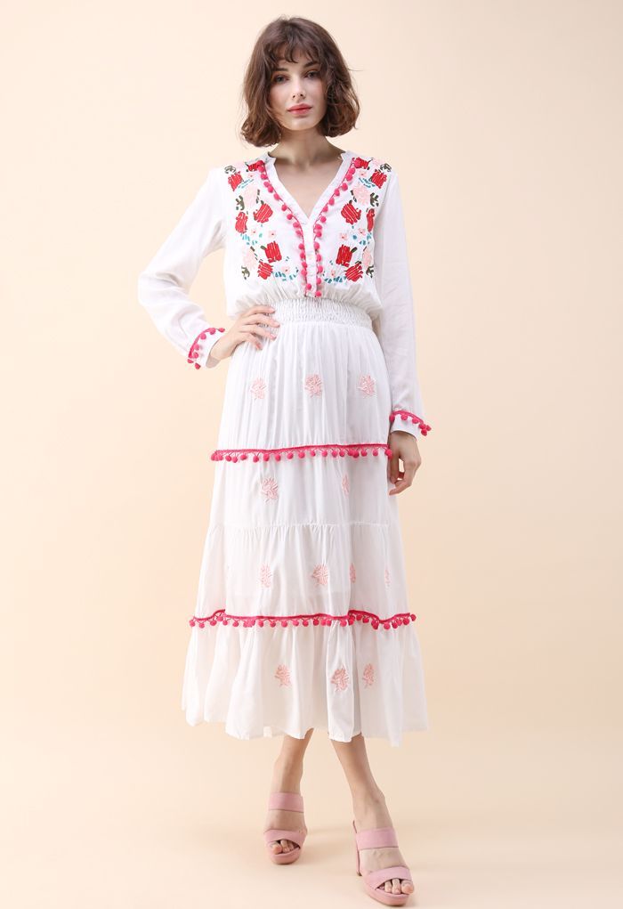 Stay Romance Embroidered Maxi Dress | Chicwish