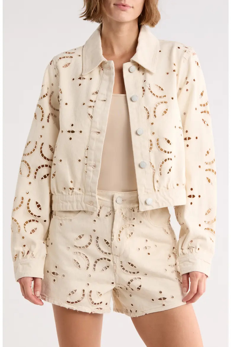Eyelet Embroidered Denim Trucker Jacket (Women) | Nordstromrack | Nordstrom Rack