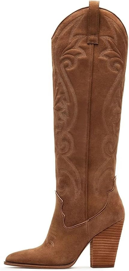 WIRALOMI Cowboy Boots for Women Knee High Cowgirl Boots with Embroidered Chunky Heel Western Tall... | Amazon (US)