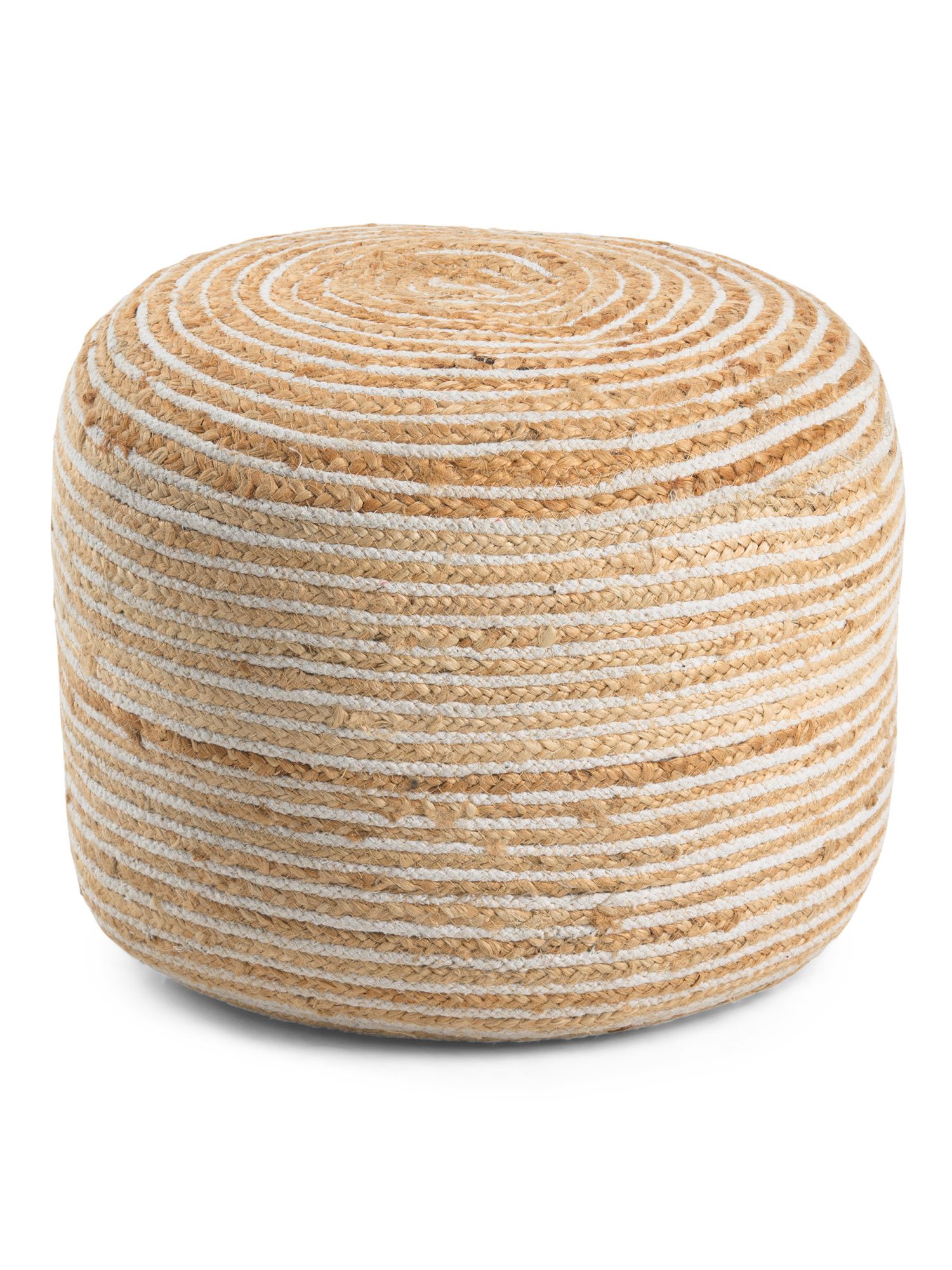 Made In India Contrast Stripe Jute Pouf | TJ Maxx