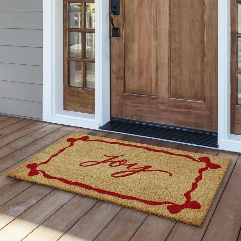 My Texas House Natural/Red Joy Bows Outdoor Coir Doormat, 30" x 48" | Walmart (US)