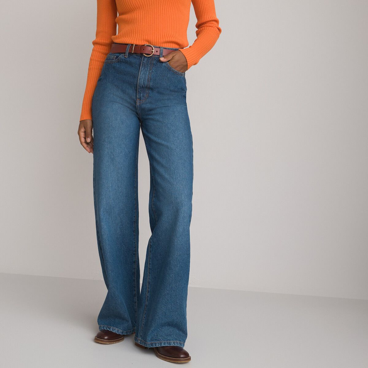 Wide Leg Jeans with High Waist, Length 32.5" | La Redoute (UK)