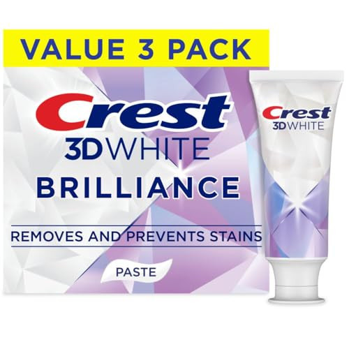 Crest 3D White Brilliance Bright Mint Teeth Whitening Toothpaste, 4.3 oz Pack of 3, 100% More Surface Stain Removal, 24 Hour Active Stain Prevention, Whiter Teeth in 3 Days | Amazon (US)