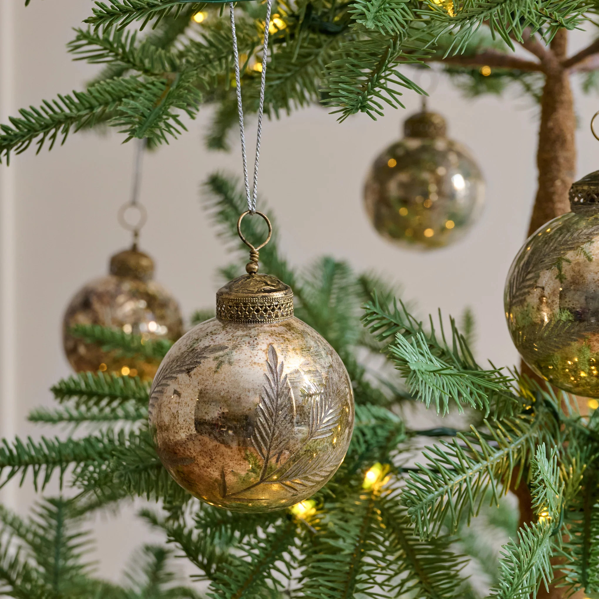 Burnished Etched Glass Ornaments, Set of 6 | Magnolia