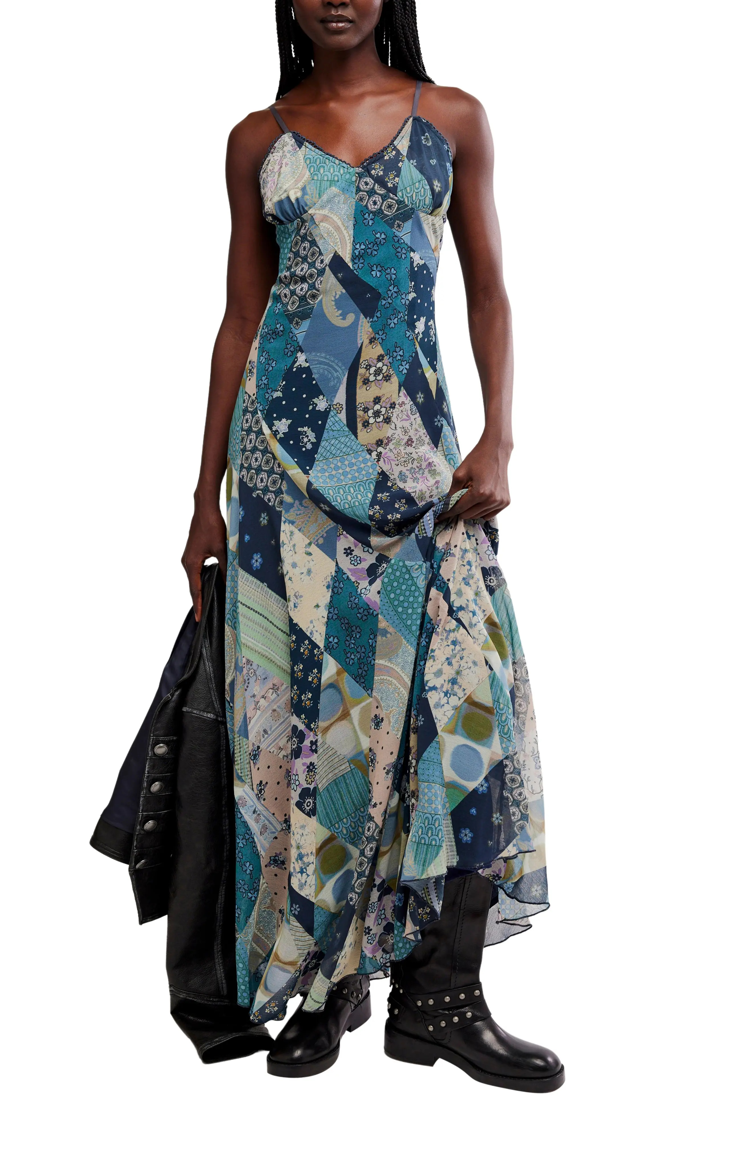 Free People Tis the Season Maxi Dress in Storm Combo at Nordstrom, Size 8 | Nordstrom