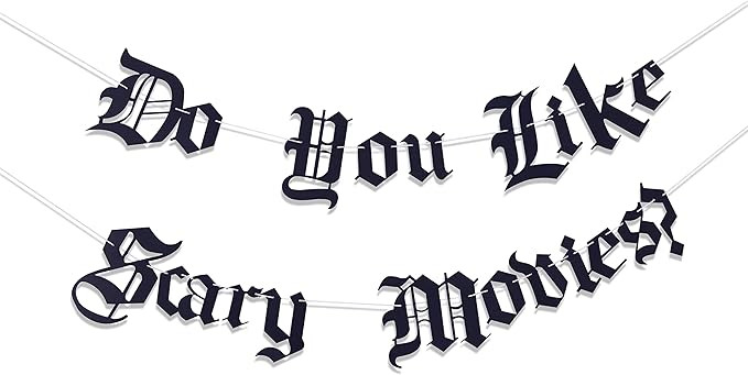Do You Like Scary Movies? Old English Goth Banner, Gothic Blackletter Garland, Horror Movie Night... | Amazon (US)