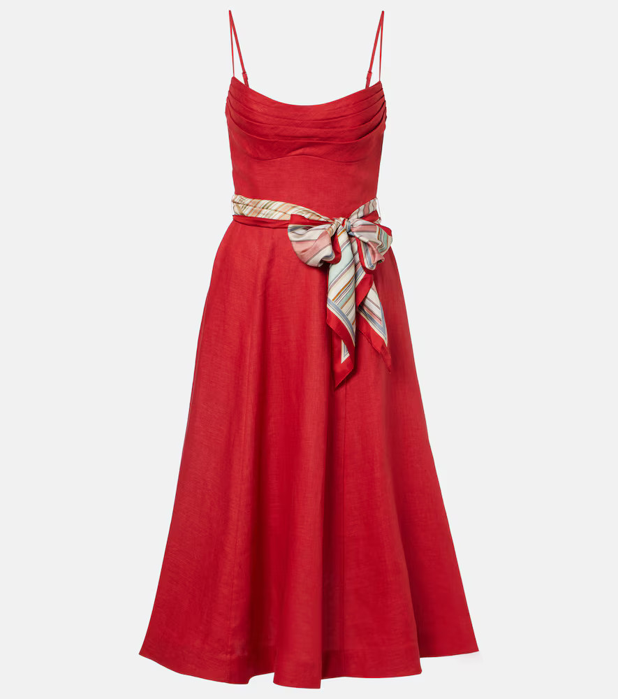 Zimmermann Rebellion 리넨 미디 드레스 | Mytheresa (INTL)